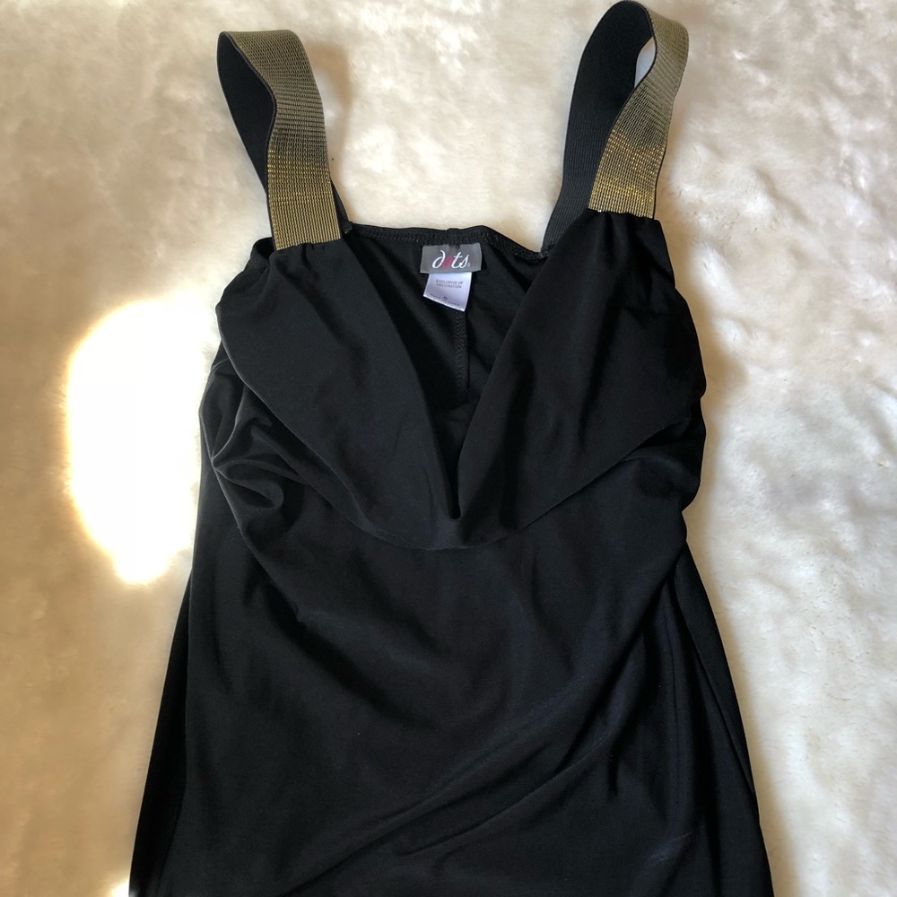 Dots Black and Gold Drape Blouse Shirt Top